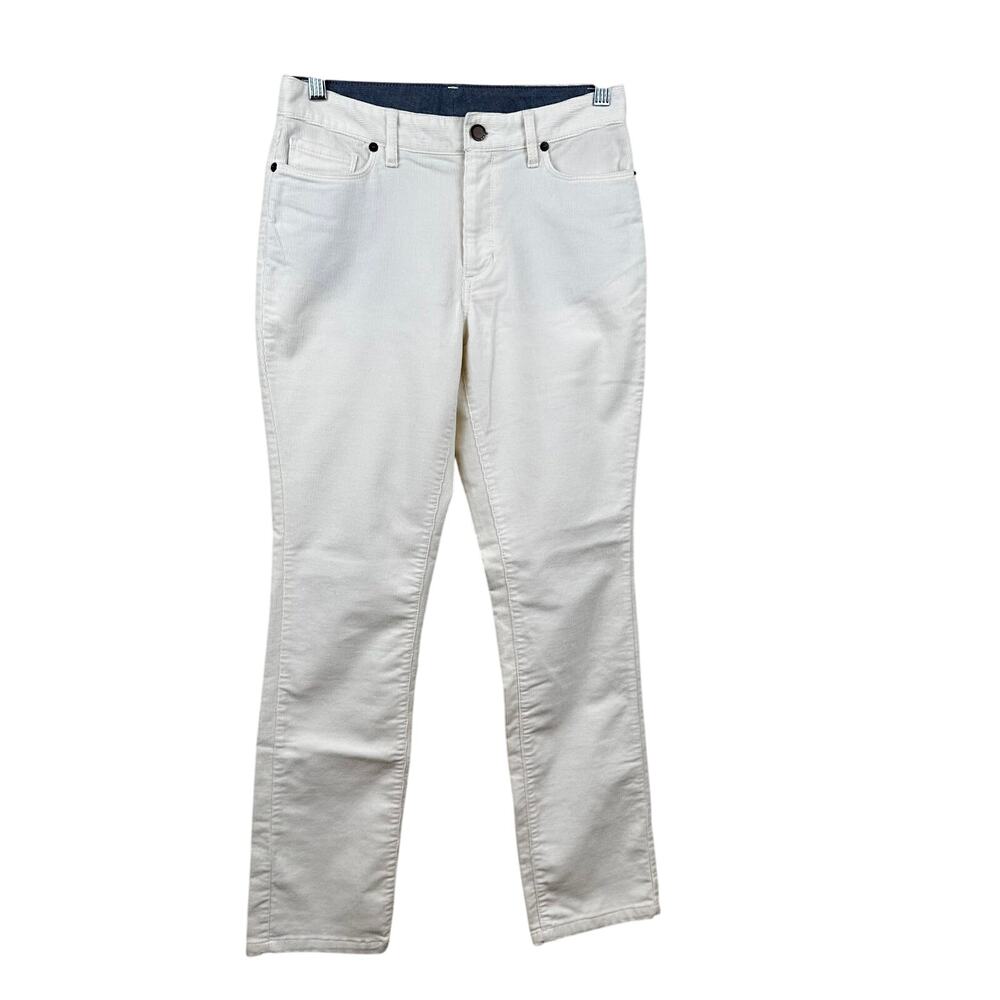 L.L. Bean Womens Corduroy Pants Favorite Fit Straight Leg Winter White 4 Classic